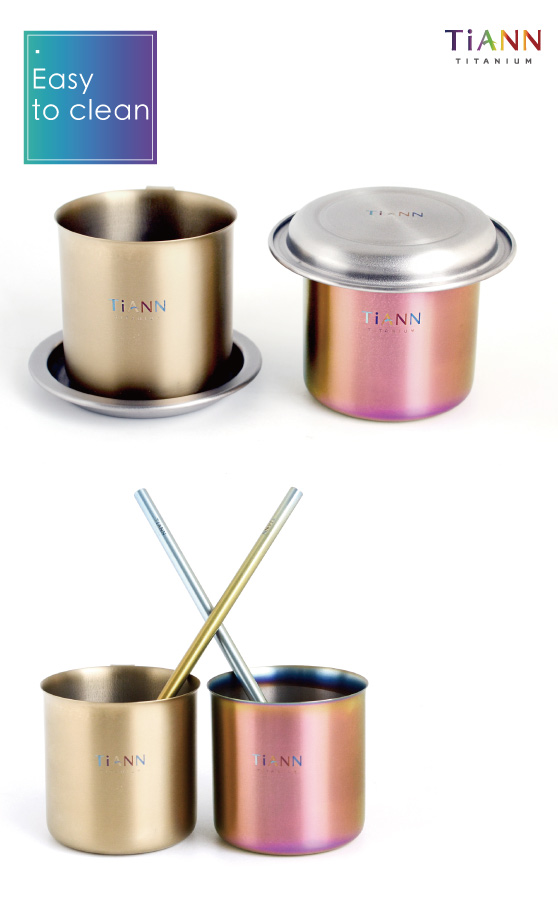 TiCup Titanium Cup*2 PCS - Mugs - Other Metals Gold